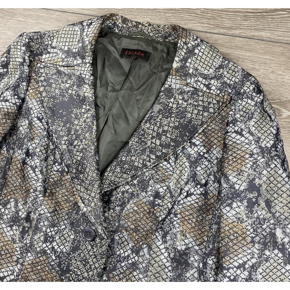 Escada Women's Silk Blend‎ Snakeskin Print 2 Button Blazer Multicolor Size US 12